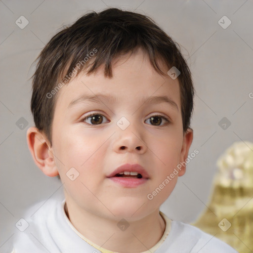 Neutral white child male with short  brown hair and brown eyes