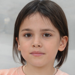 Neutral white child female with medium  brown hair and brown eyes