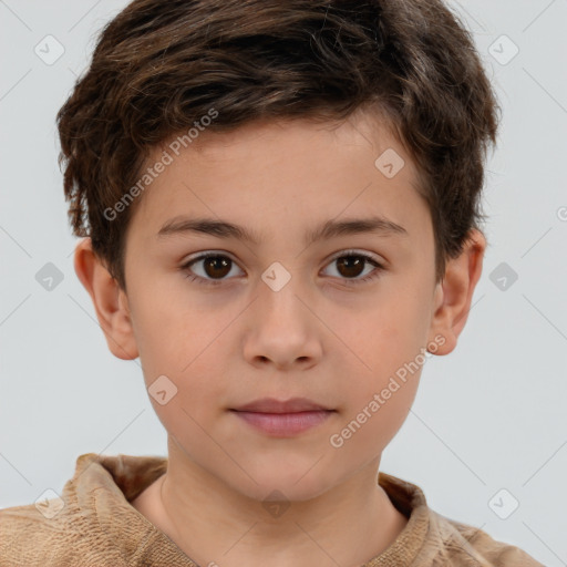 Neutral white child male with short  brown hair and brown eyes