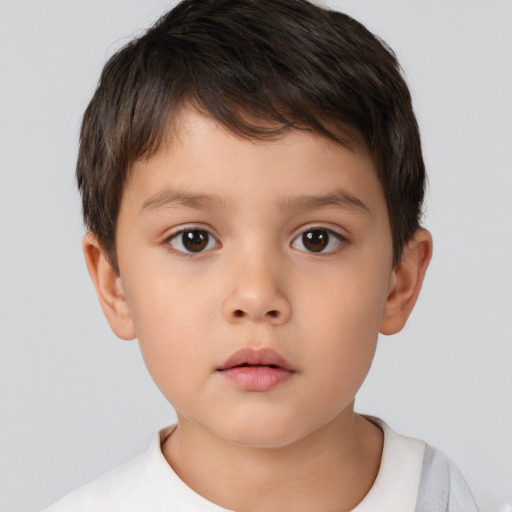 Neutral white child male with short  brown hair and brown eyes