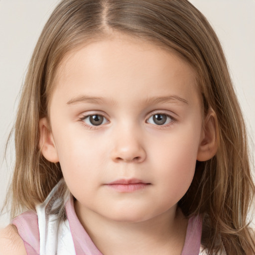 Neutral white child female with medium  brown hair and brown eyes