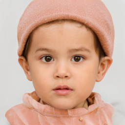 Neutral white child female with short  brown hair and brown eyes