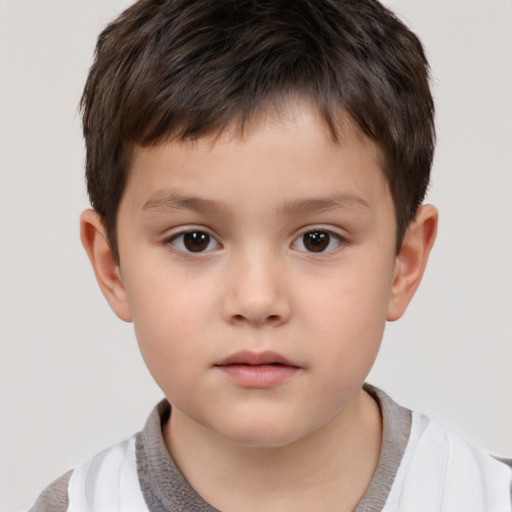 Neutral white child male with short  brown hair and brown eyes