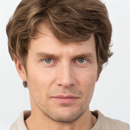 Neutral white adult male with short  brown hair and brown eyes