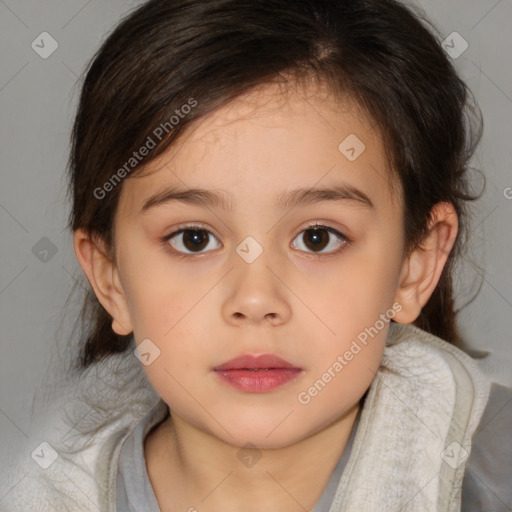 Neutral white child female with medium  brown hair and brown eyes