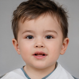 Neutral white child male with short  brown hair and brown eyes