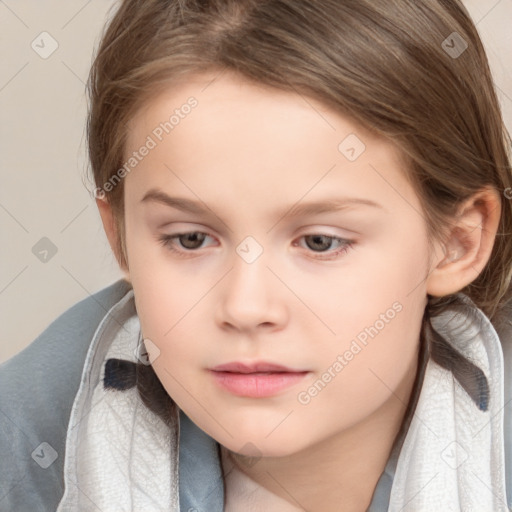 Neutral white child female with medium  brown hair and brown eyes