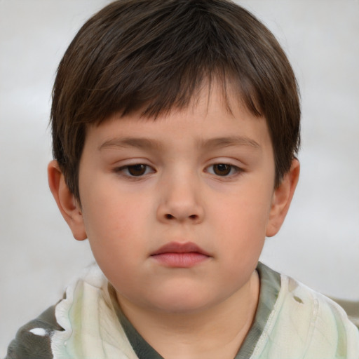 Neutral white child male with short  brown hair and brown eyes