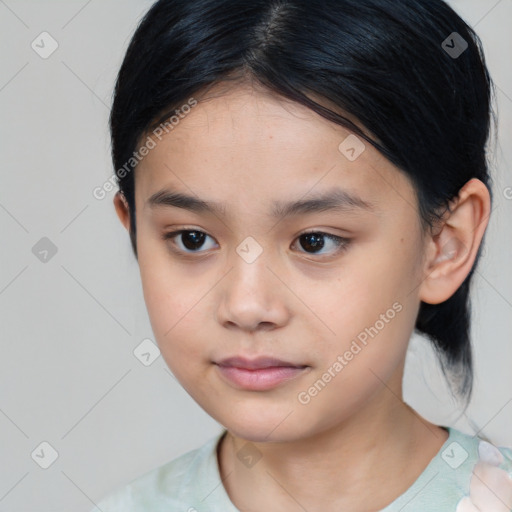 Neutral asian young-adult female with medium  black hair and brown eyes