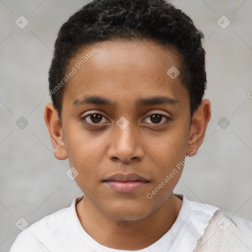 Neutral black child male with short  brown hair and brown eyes