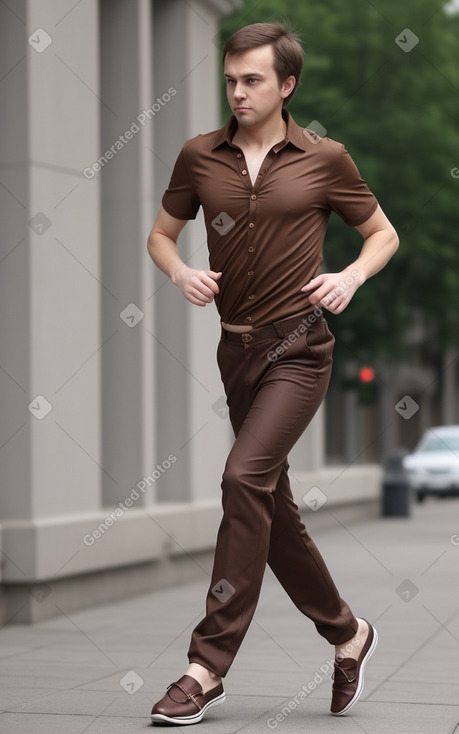 Russian adult male with  brown hair