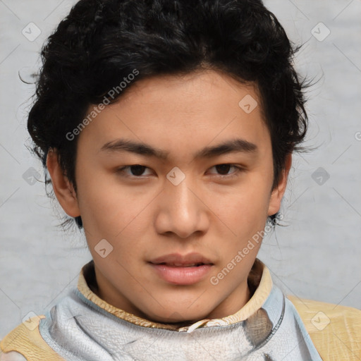 Neutral asian young-adult male with short  brown hair and brown eyes