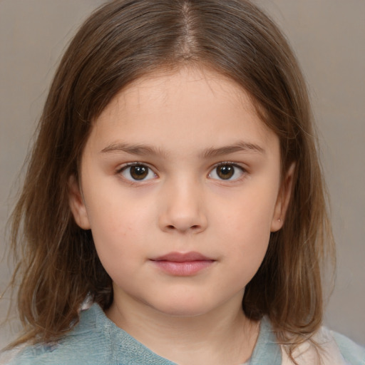 Neutral white child female with medium  brown hair and brown eyes