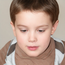 Neutral white child male with short  brown hair and brown eyes