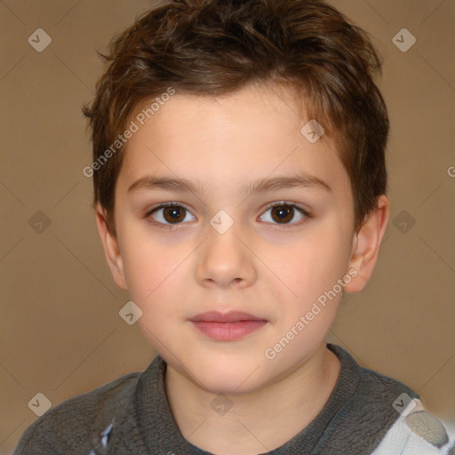 Neutral white child female with short  brown hair and brown eyes