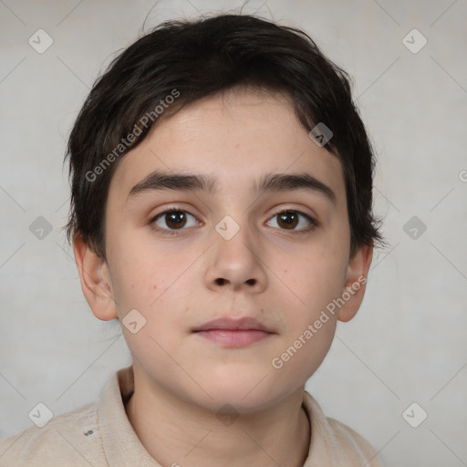 Neutral white child male with short  brown hair and brown eyes