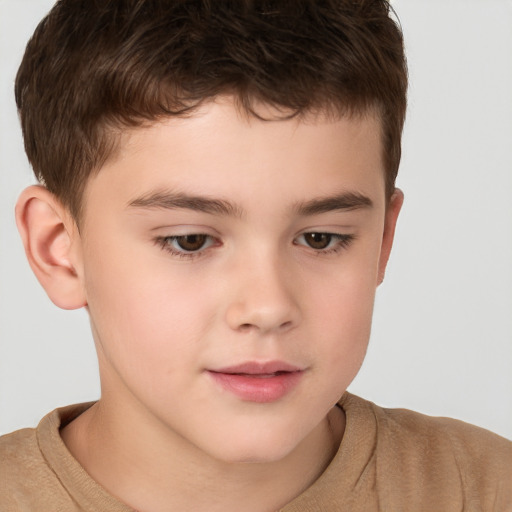 Neutral white child male with short  brown hair and brown eyes