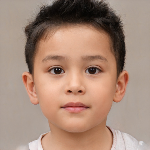 Neutral white child male with short  brown hair and brown eyes