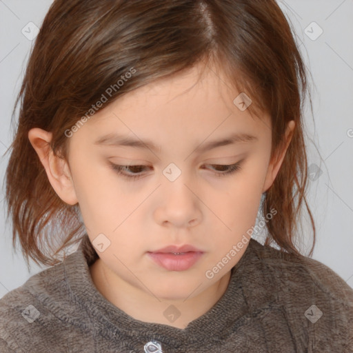 Neutral white child female with medium  brown hair and brown eyes