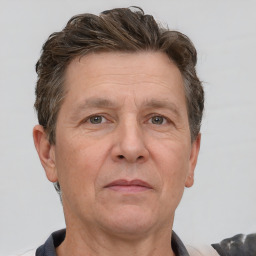 Neutral white middle-aged male with short  brown hair and brown eyes