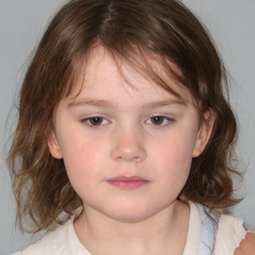 Neutral white child female with medium  brown hair and brown eyes