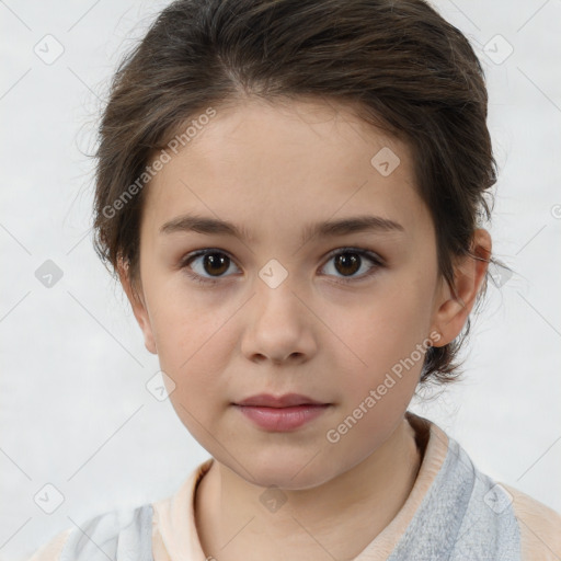 Neutral white child female with medium  brown hair and brown eyes