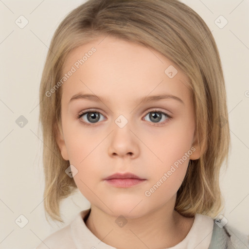 Neutral white child female with medium  brown hair and brown eyes