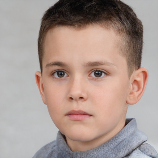 Neutral white child male with short  brown hair and brown eyes