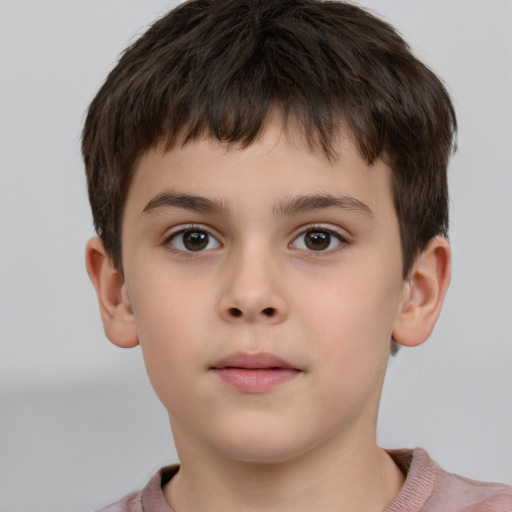 Neutral white child male with short  brown hair and brown eyes