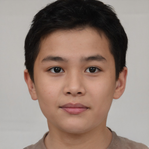 Neutral asian young-adult male with short  brown hair and brown eyes