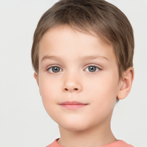 Neutral white child male with short  brown hair and brown eyes