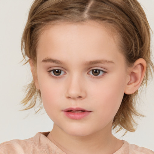 Neutral white child female with medium  brown hair and brown eyes