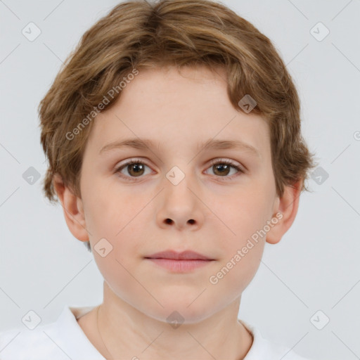 Neutral white child male with short  brown hair and brown eyes