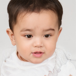 Neutral white child female with short  brown hair and brown eyes