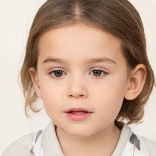 Neutral white child female with medium  brown hair and brown eyes