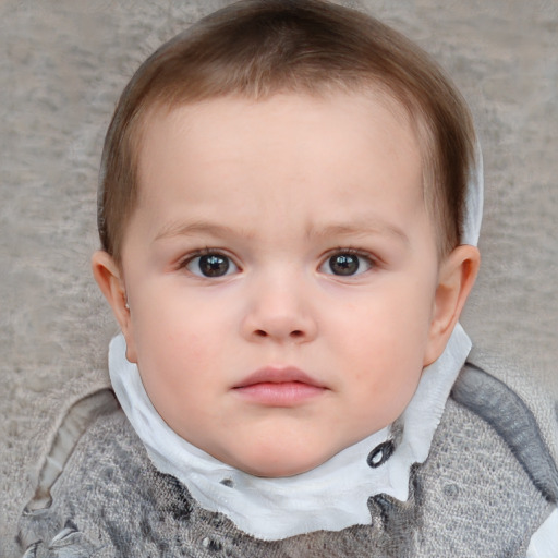 Neutral white child female with short  brown hair and blue eyes