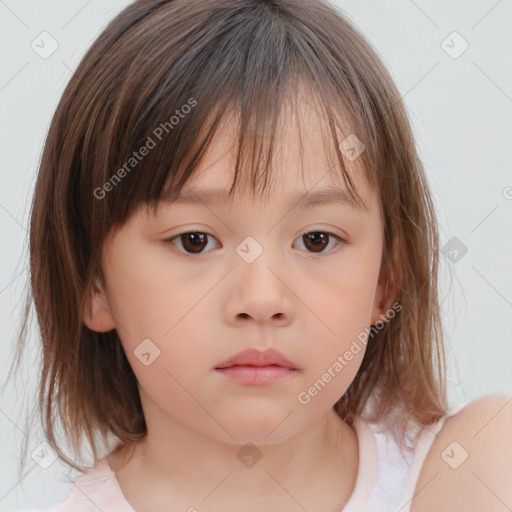 Neutral white child female with medium  brown hair and brown eyes