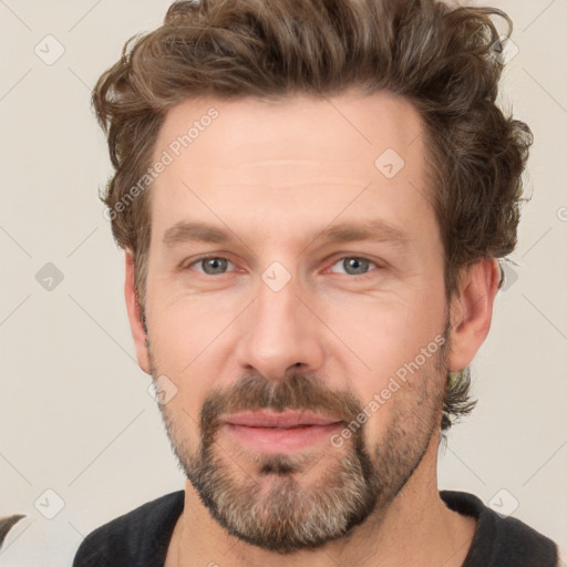 Neutral white adult male with short  brown hair and brown eyes