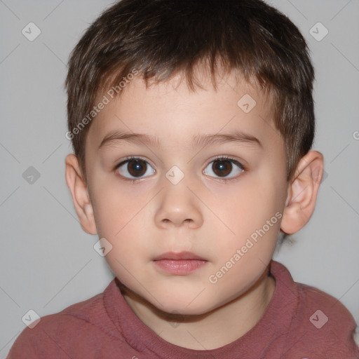 Neutral white child male with short  brown hair and brown eyes