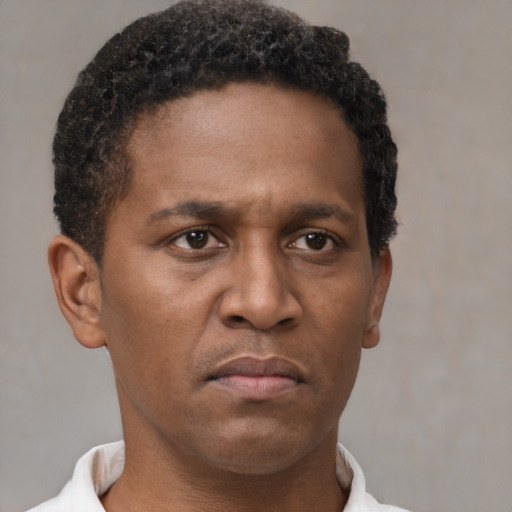 Neutral latino young-adult male with short  brown hair and brown eyes