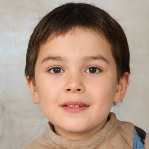 Neutral white child male with short  brown hair and brown eyes