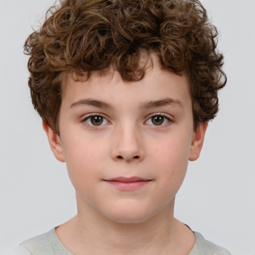 Neutral white child male with short  brown hair and brown eyes