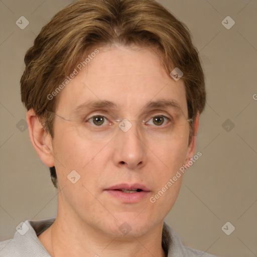 Neutral white adult male with short  brown hair and brown eyes