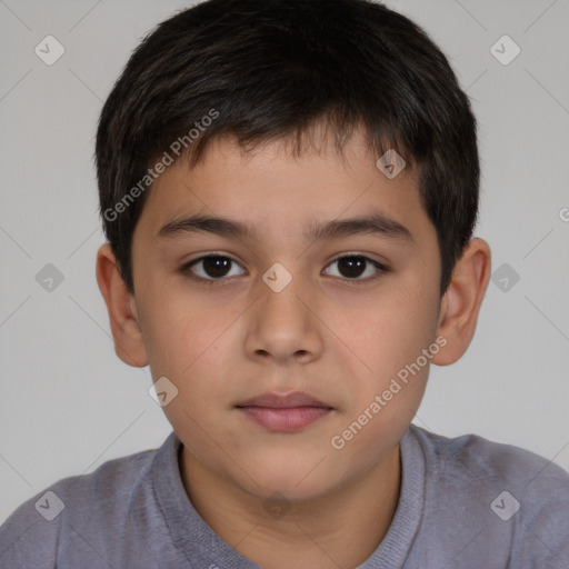 Neutral white child male with short  brown hair and brown eyes