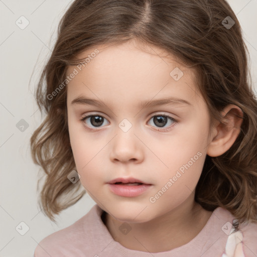 Neutral white child female with medium  brown hair and brown eyes