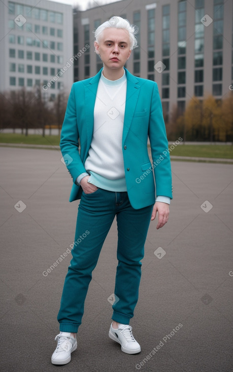 Russian adult non-binary with  white hair