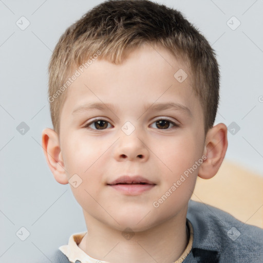 Neutral white child male with short  brown hair and brown eyes