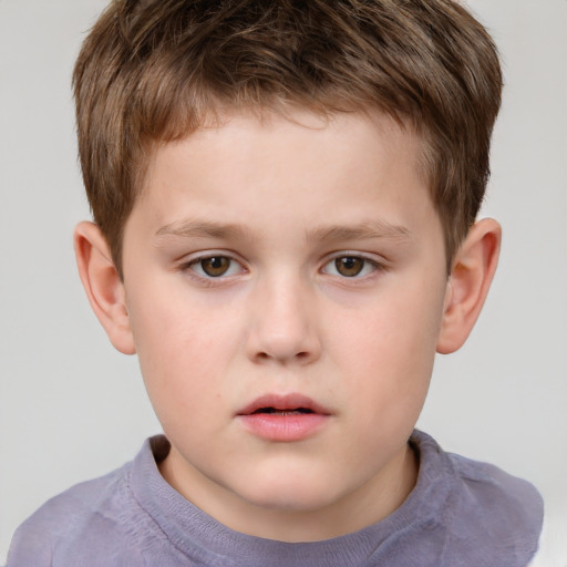 Neutral white child male with short  brown hair and brown eyes