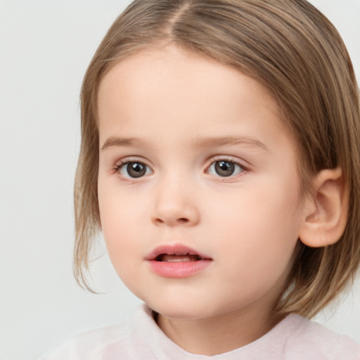 Neutral white child female with medium  brown hair and brown eyes