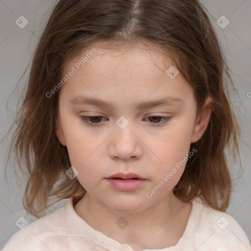 Neutral white child female with medium  brown hair and brown eyes